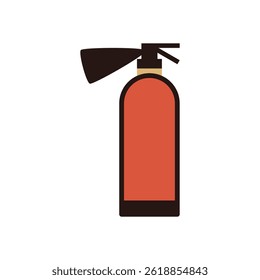 Flat Vector Fire Extinguisher Icon with Red Body and Black Nozzle