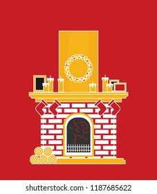 Flat vector fireplace