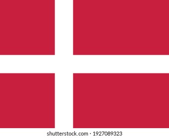 Flat vector flag of the Kingdom of Denmark. The aspect ratio of the flag is 28: 37. Red rectangular canvas with a white cross.
