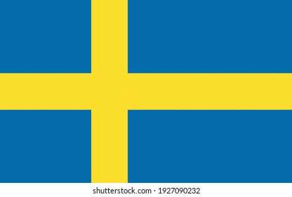 Flat vector flag of the Kingdom of Sweden. The aspect ratio of the flag is 10: 16. A blue rectangular canvas with a yellow cross.