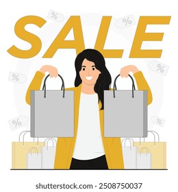Flat Vektor Flash Verkauf Werbung Rabatt Banner Konzept Illustrator
