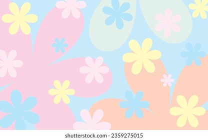 Flat vector floral pattern in pastel tones.