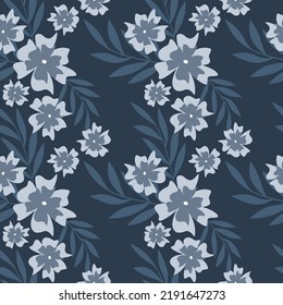 Flat vector flower seamless pattern. Abstract floral background illustration. Summer holiday backdrop. Wallpaper, fabric, textile, print, wrapping paper or package design.
