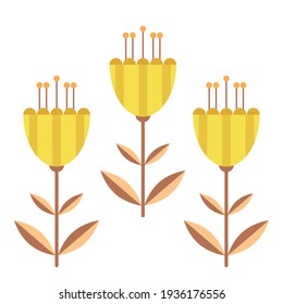 Flat vector flowers. Elements for cards, posters and prints.