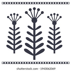 Flat vector flowers in a folk style. 