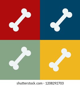 Flat vector of a four bones in four squares of different color.
