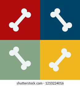 Flat vector of a four bones in four squares of different color.