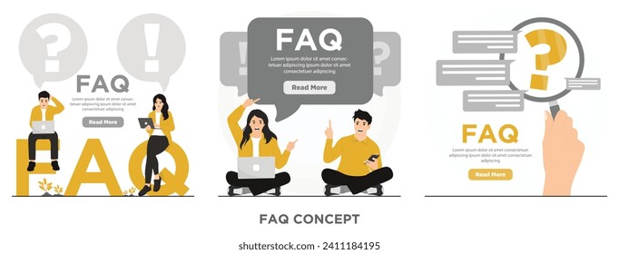 Flat vector frequently asked questions FAQS concept illustration 