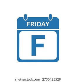 Símbolo de página de calendario de viernes de Vector plano con recordatorio de letra F