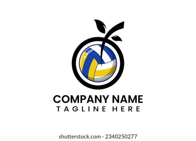 Flat vector fruit volleyball logo modern style template