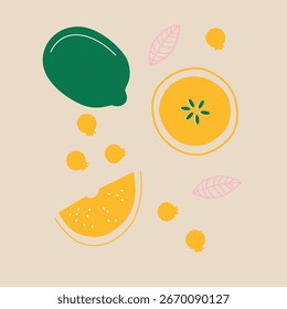Flat Vector Fruits and Vegetables Icons Set, Healthy Food Illustration Collection