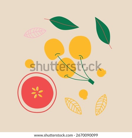 Flat Vector Fruits and Vegetables Icons Set, Healthy Food Illustration Collection