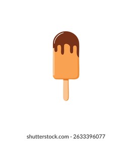 Flat vector of a fun ice cream cone dripping with chocolate, perfect for children’s prints or menu designs