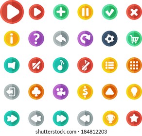 Flat vector game icon set on white background isolated