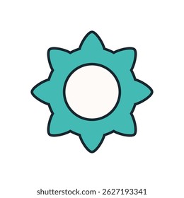 Flat Vector Gear Icon with Sharp Petal-Like Edges for Settings or Configuration in Modern UI Elements