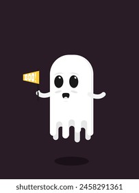Flat vector ghost with flag isolated on background