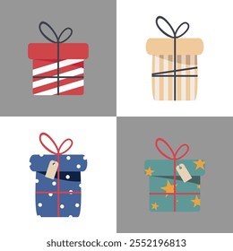 Flat Vector Gift Box Illustration Natal Vector Simple