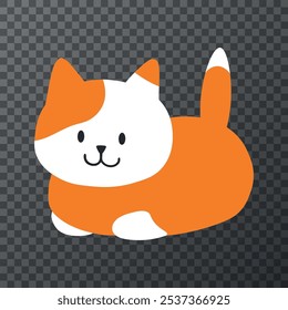 Flat vector ginger cat with white spots on transparent background