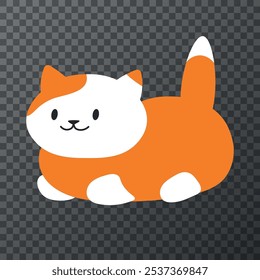 Flat vector ginger cat with white spots on transparent background