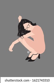 Flat Vector Girl Chill Out