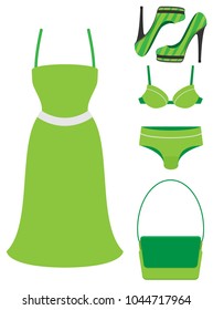 Flat vector girl clothing set