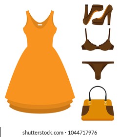 Flat vector girl clothing set
