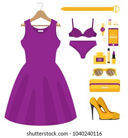 Flat vector girl look set