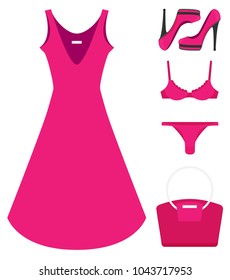 Flat vector girl look set