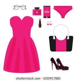 Flat vector girl look set