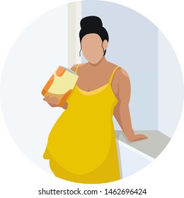 Flat vector girl portrait with chips without face