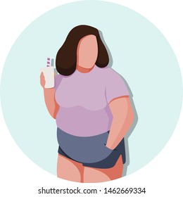 Flat vector girl portrait with cup without face