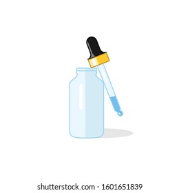 Flat vector glass gold serum icon symbol sign on white background.