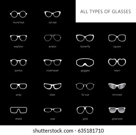 Flat Vector Glasses Big Set Illustration Stock Vector (Royalty Free ...