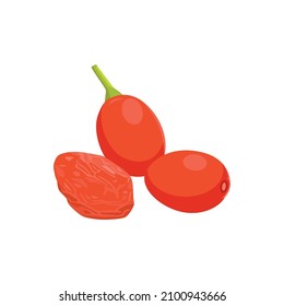 Flat vector of Goji Berries isolated on white background. Flat illustration graphic icon