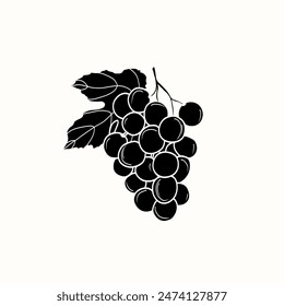 Flat vector grapes branch illustration