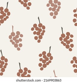 Flat vector grapes branch seamless pattern