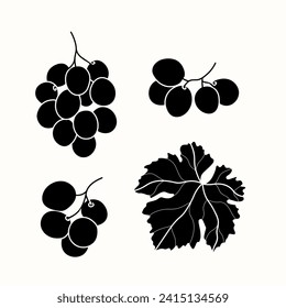 Flat vector grapes branches drawing