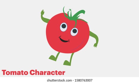 flat vector graphic design of tomato cartoon character 