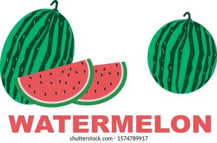 Flat vector graphic design of watermelon, watermelon slices , food vector, fruit vectors
