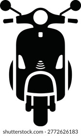 A flat vector graphic illustration of a vintage style scooter viewed from the front