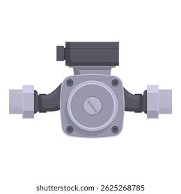 Gráfico vetorial plano de uma flange industrial com uma válvula centrada e conectores de tubulação