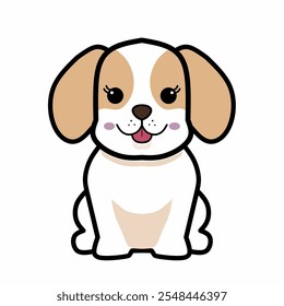 Flat vector graphic logo of cute dog, simple minimal