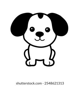 Flat vector graphic logo of cute dog, simple minimal
