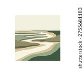 Flat vector graphic of a tidal saltmarsh habitat with stacked sediment landforms and marsh channels.