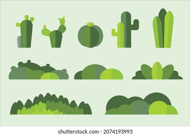 VECTOR PLANO BUSH Y CACTUS VERDE