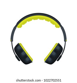 Flat vector green headphones icon 