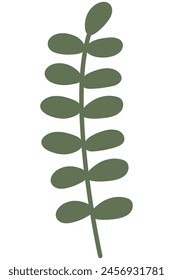 Flat vector of green leaves element isolated on white background.