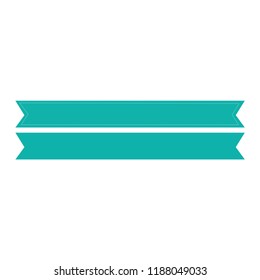 Flat vector green ribbon set on white background. Retro style 