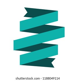 Flat vector green ribbon set on white background. Retro style 