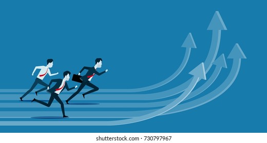 flat vector group business people  competitive on business graph concept
